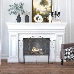 Skládací krbová mřížka se 3 panely 108x76x2 cm | černá č.1