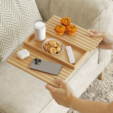 Bambusový skládací podnos na pohovku s držákem nápojů | přírodní č.5