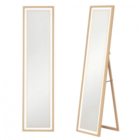 Stojací zrcadlo s LED osvětlením 40 x 160 cm | přírodní č.3