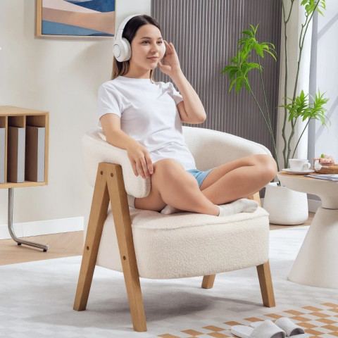 Čalouněné křeslo s područkami | bílé č.2