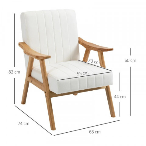 Čalouněné křeslo v sametovém vzhledu 68x74x82 cm | krémové č.4