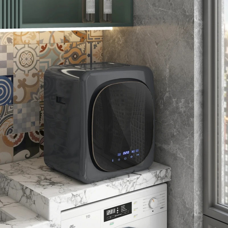 Mini sušička prádla s dotykovým LED displejem, 6 programů | šedá