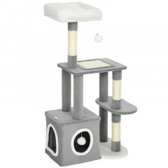 Škrabadlo pro kočky s jeskyní, 107 cm | šedé č.2