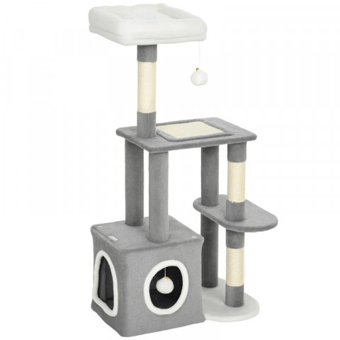 Škrabadlo pro kočky s jeskyní, 107 cm | šedé č.2