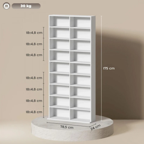 Skříň na CD 78,5 x 24 x 175 cm | bílá č.2