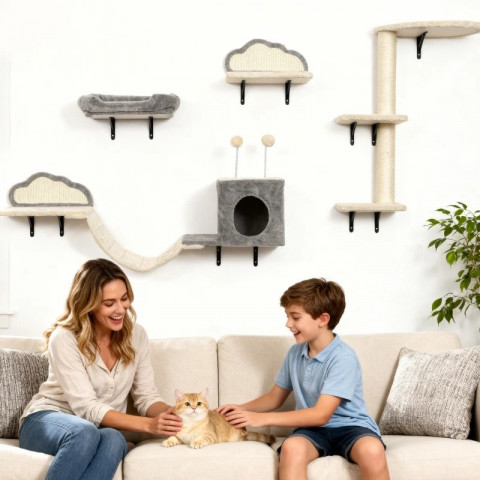 Lezecká 4dílná stěna pro kočky | béžová č.4