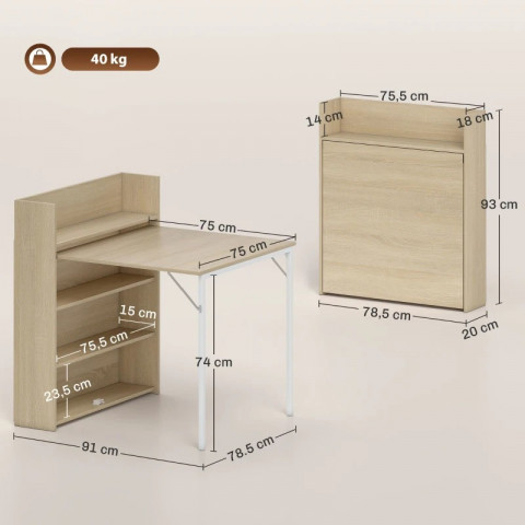 Rozkládací jídelní stůl se 4 patry 78,5 x 91 x 93 cm | dub č.3