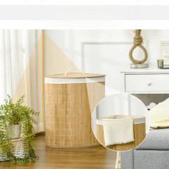 Rohový bambusový koš na prádlo | přírodní + bílý č.3