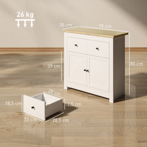 Kuchyňská skříňka se 2 zásuvkami, 79 x 35 x 80 cm | bílá č.2