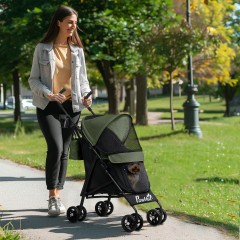 Skládací kočárek pro mini psy do 4 kg | tmavě zelený č.1