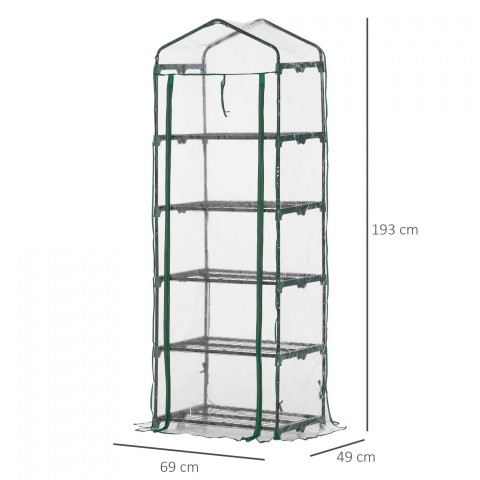 Fóliový skleník 69x49x193 cm | průhledný + zelený č.2