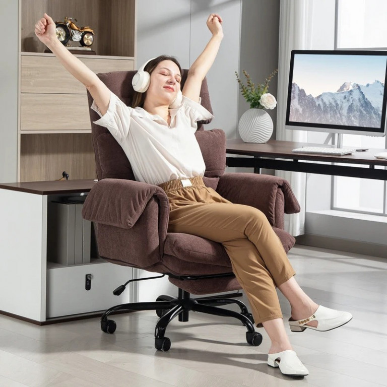 Ergonomická kancelářská židle s područkami | kávová