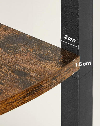 Rohová police 5 patrová 30 x 30 x 160 cm | hnědá, černá č.4