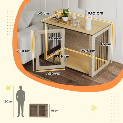 Prostorná dřevěná bouda pro psa 106 x 60 x 76 cm | dub č.3