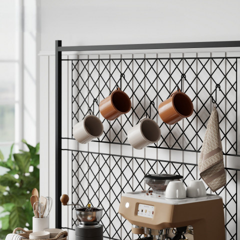 Kuchyňský stojící regál s 5 S-háčky, 96,5 x 38 x 165 cm | rustikálně hnědý č.3