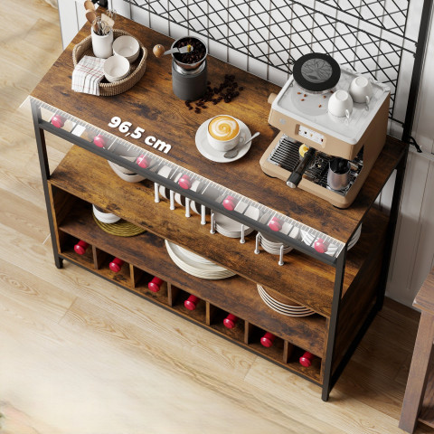 Kuchyňský stojící regál s 5 S-háčky, 96,5 x 38 x 165 cm | rustikálně hnědý č.4