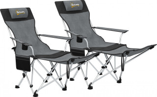 Sada 2 rybářských židlí s odnímatelnou podnožkou | šedé č.1