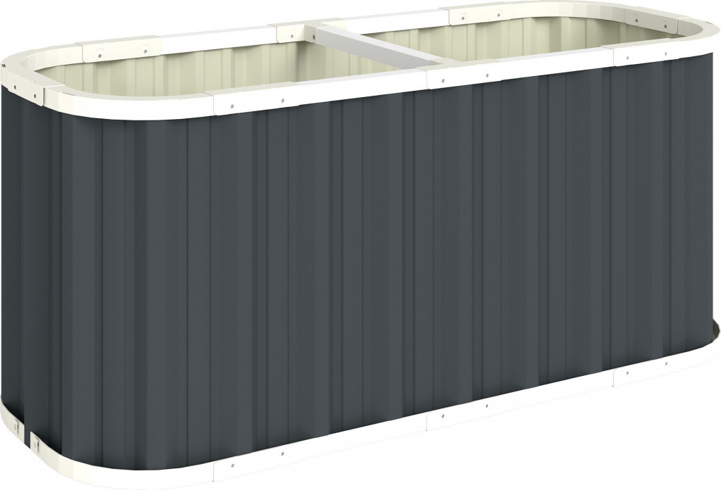 Vyvýšený kovový záhon 136 x 53 x 61 cm | tmavě šedý