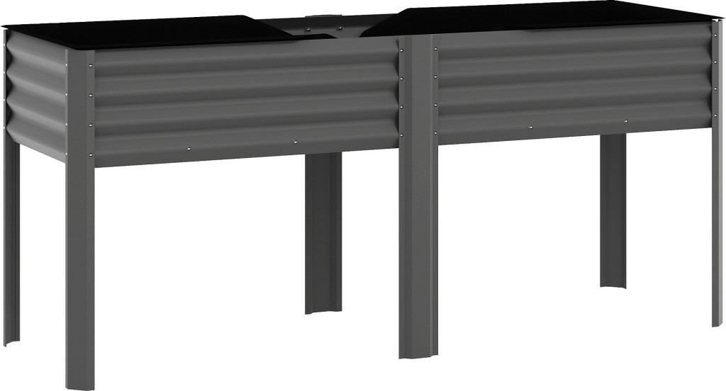 Kovový vyvýšený záhon 180 x 55 x 80 cm | tmavě šedý