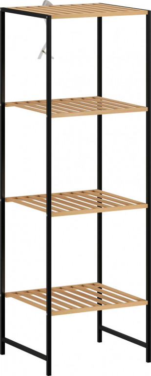 Koupelnový regál z bambusu a oceli 36,5 x 33 x 110 cm | přírodní