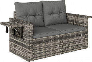 2místná ratanová pohovka s polštáři | světle šedá č.1