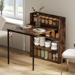 Rozkládací jídelní stůl se 4 policemi 80 x 90 x 93 cm | rustikálně hnědý č.3