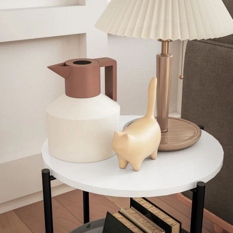 Konferenční stolek s látkovým košem, 44 x 44 x 56 cm | šedý + bílý č.4