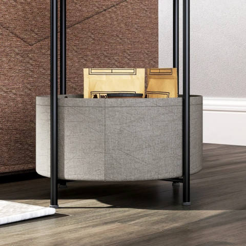 Konferenční stolek s látkovým košem, 44 x 44 x 56 cm | šedý + bílý č.5