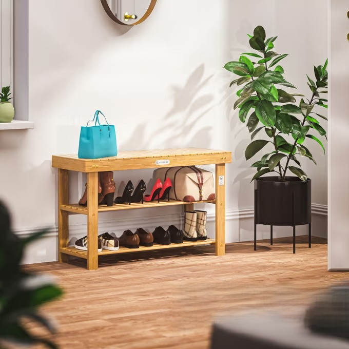 Botník z akáciového dřeva 90x33x46cm