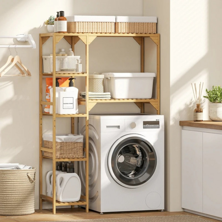 Bambusová polička nad pračku | přírodní