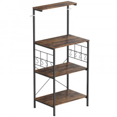 Kuchyňská polička s 8 háčky 60 x 42 x 134,5 cm | rustikálně hnědá č.2