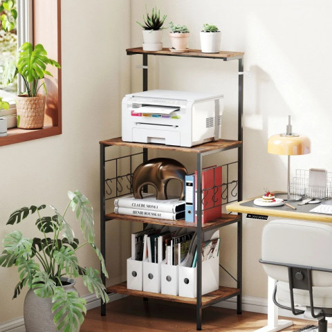 Kuchyňská polička s 8 háčky 60 x 42 x 134,5 cm | rustikálně hnědá č.4