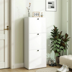 Botník se 3 chlopněmi a s nastavitelnou přepážkou, 47 x 26 x 120 cm | bílý č.3