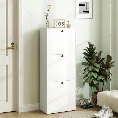 Botník se 3 chlopněmi a s nastavitelnou přepážkou, 47 x 26 x 120 cm | bílý č.3