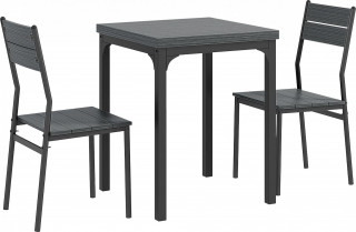 Jídelní stůl se 2 židlemi s kovovou konstrukcí | šedý č.1