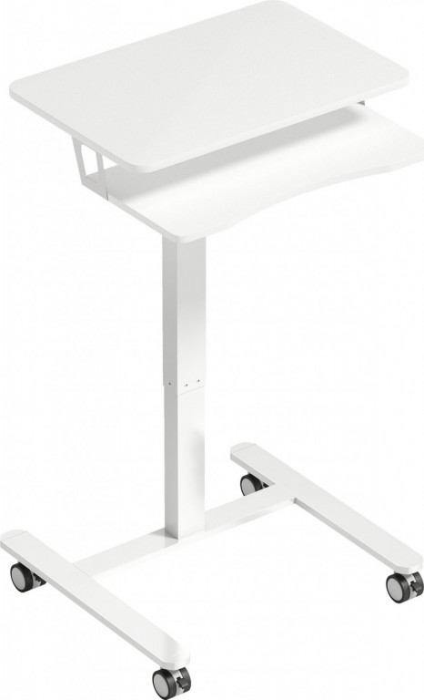 Výškově nastavitelný stůl na notebook s kolečky 65 x 60 cm | bílý