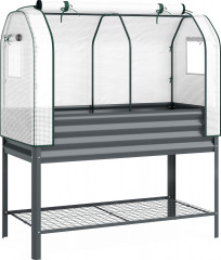 Vyvýšený záhon s kovovým rámem a úložným prostorem | tmavě šedý č.1