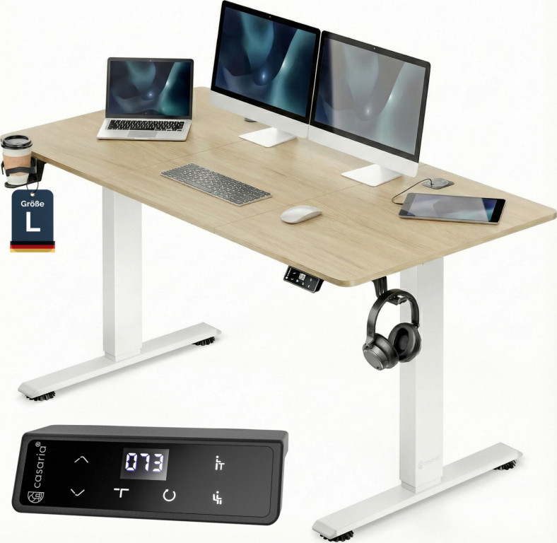 Výškově nastavitelný stůl 140x60x72 | béžový