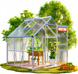Hliníkový skleník 190×190×195 cm se základovou konstrukcí č.1