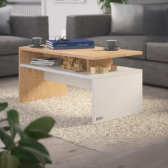 Konferenční stolek Sacramento 95x55x50cm | bílý/dub č.1