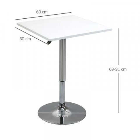 Barový stůl s otočnou deskou 60 x 60 x 82-103 cm | bílý č.3