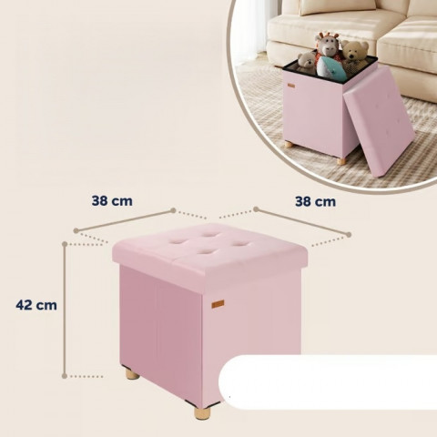 Skládací stolička z růžového sametu | 42x38x38cm č.3
