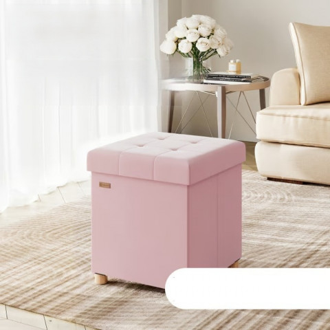 Skládací stolička z růžového sametu | 42x38x38cm č.2