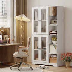 Kuchyňská skříňka s prosklenými dvířky 90 x 35 x 172 cm | bílá č.1