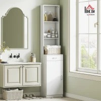 Vysoká koupelnová skříňka, 35 x 30,5 x 179 cm | bílá č.1