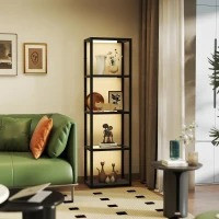 Stmívatelná stojací lampa se skleněnou poličkou | černá č.2