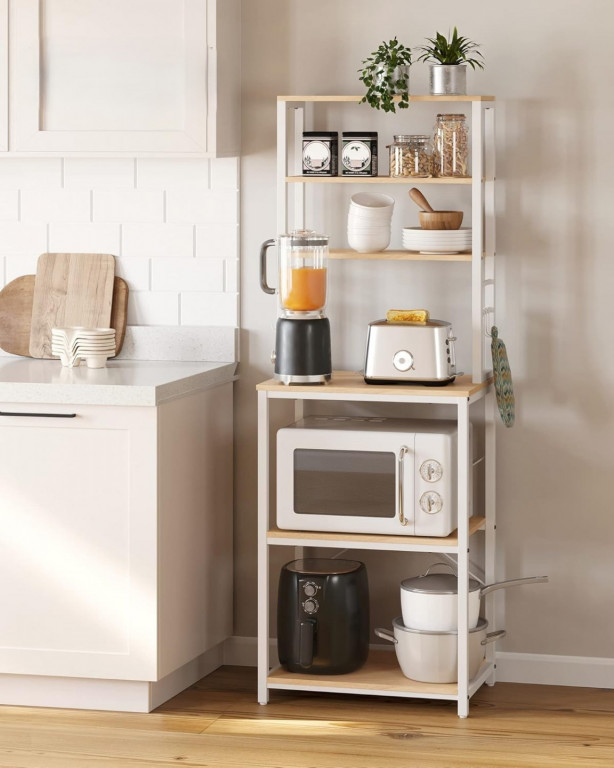 Stojací police do kuchyně 40 x 60 x 167 cm | bílá/dub