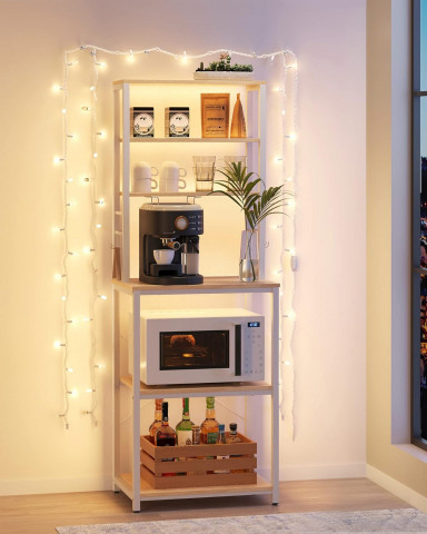 Stojací police do kuchyně 40 x 60 x 167 cm | bílá/dub č.2