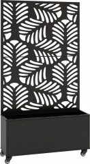 Velký venkovní kovový truhlík na květináče s kolečky | černý č.1