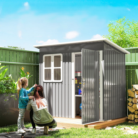 Kůlna na nářadí 221 x 133 x 190/173 cm | tmavě šedá č.4